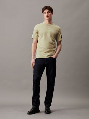 green haze cotton badge t-shirt for men calvin klein jeans