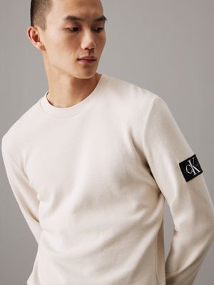 Calvin Klein Waffle Long Sleeve Badge Tee Shirt - Detail Menswear