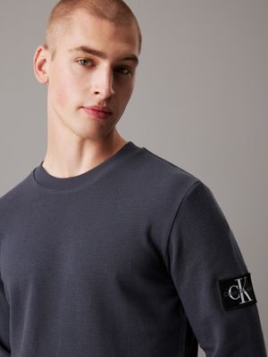 ebony slim long sleeve waffle t-shirt for men calvin klein jeans