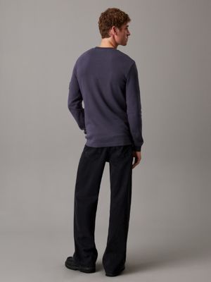 t-shirt a nido d'ape manica lunga slim india ink da uomini calvin klein jeans