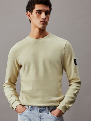 green haze slim long sleeve waffle t-shirt for men calvin klein jeans