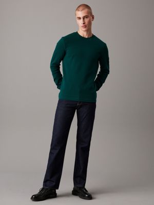 ponderosa pine slim long sleeve waffle t-shirt for men calvin klein jeans