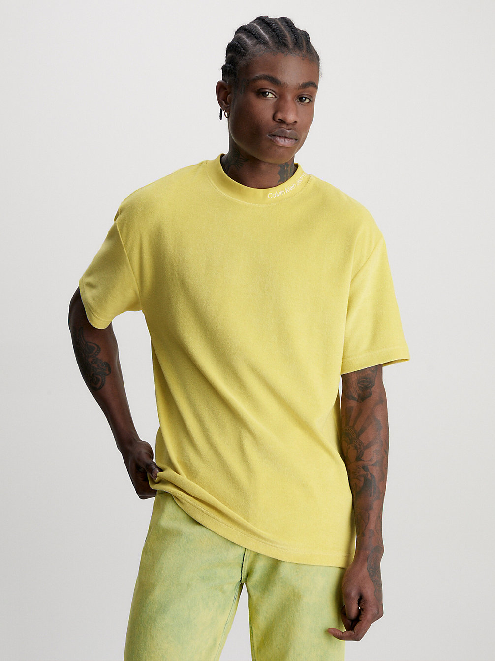 YELLOW SAND Relaxed Towelling T-Shirt undefined men Calvin Klein