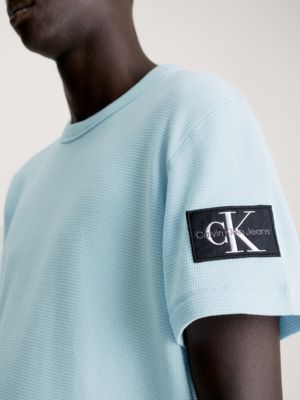 Calvin Klein Jeans badge logo waffle short sleeve t-shirt in black