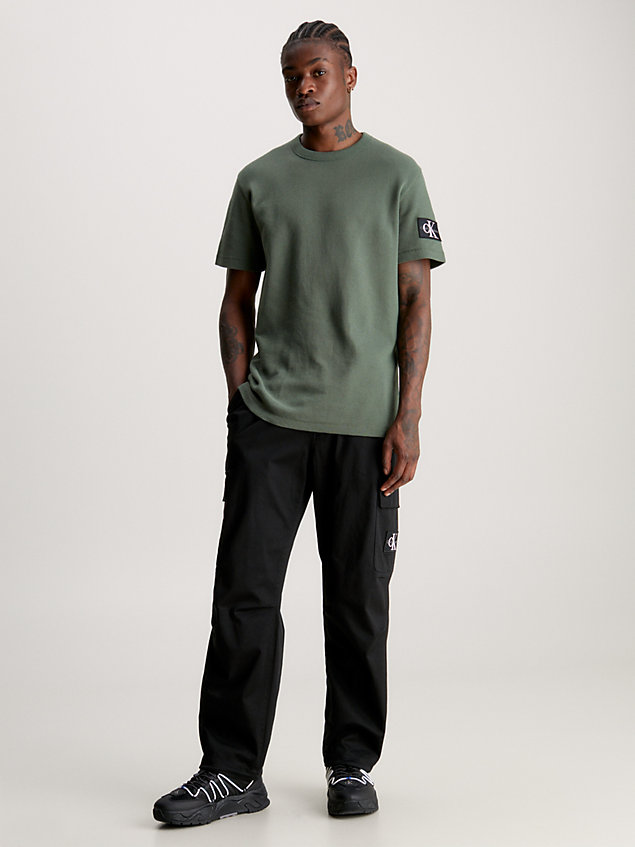 green waffle cotton badge t-shirt for men calvin klein jeans