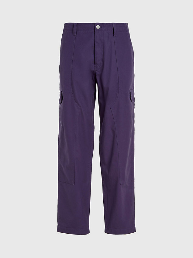 pantalon cargo en toile de coton purple pour hommes calvin klein jeans