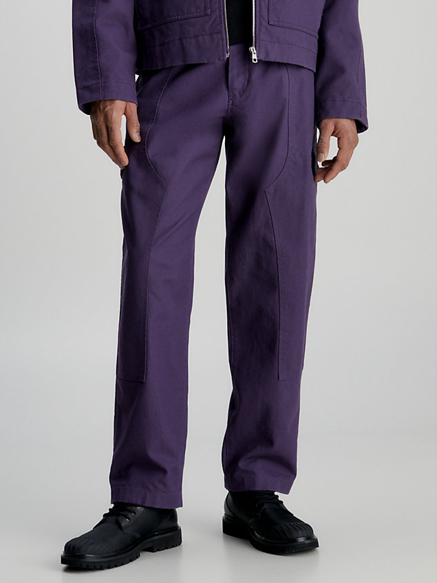 pantalón cargo de lona de algodón purple de hombre calvin klein jeans