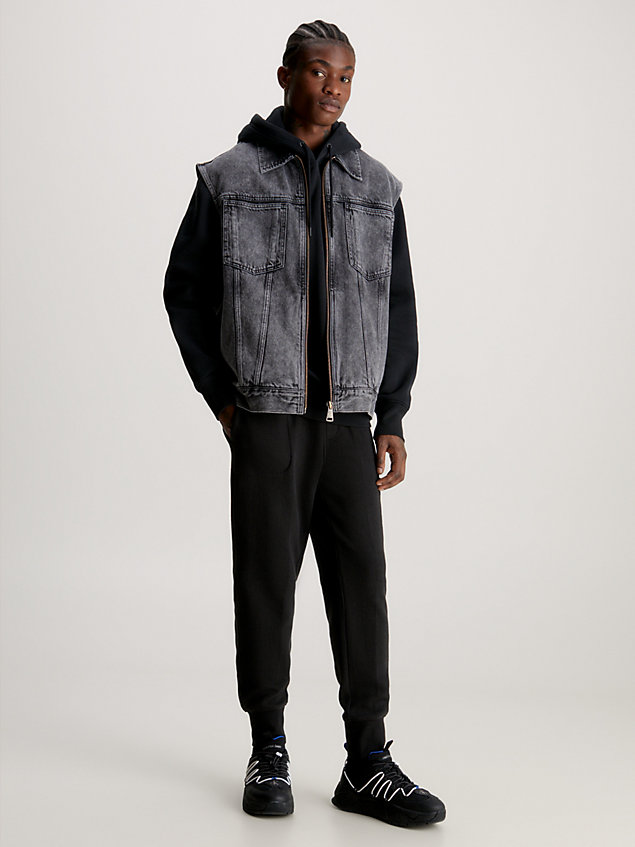 black badge-jogginghose aus baumwolle mit waffelstruktur für herren - calvin klein jeans