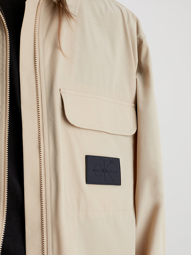 giacca-camicia con zip integrale oversize beige da uomo calvin klein jeans