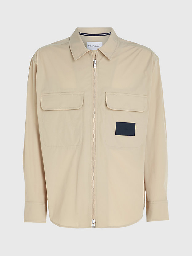 travertine oversized zip up shirt jacket for men calvin klein jeans