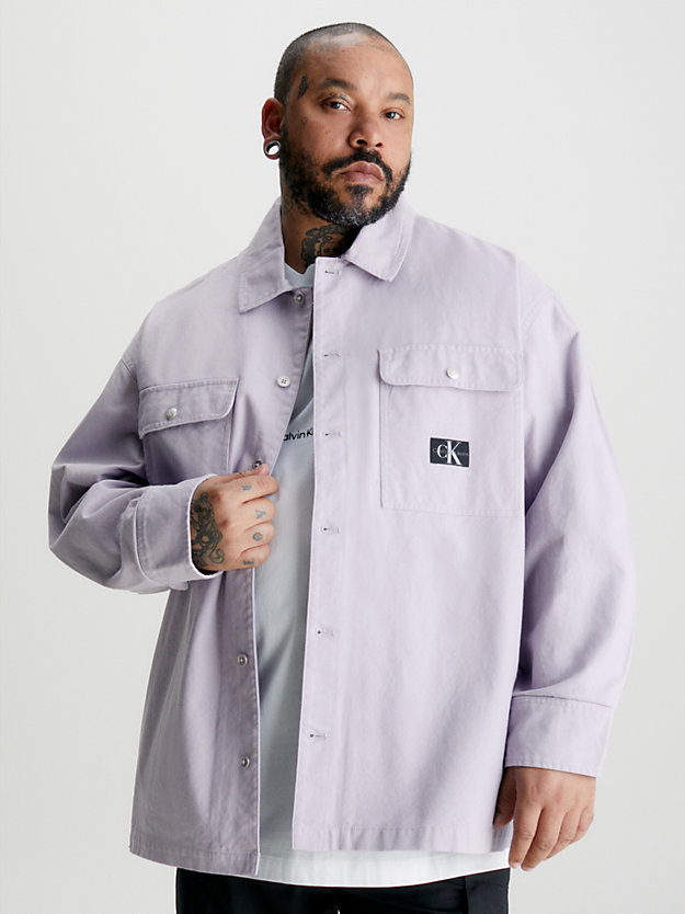 lavender aura cotton canvas utility shirt jacket for men calvin klein jeans