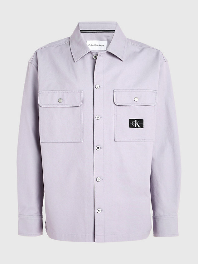 purple cotton canvas utility shirt jacket for men calvin klein jeans