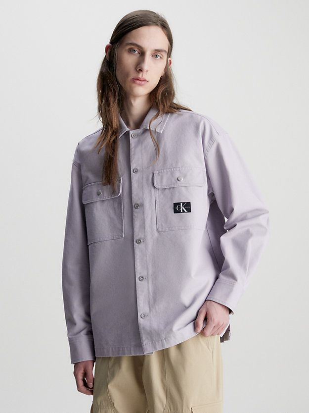 lavender aura cotton canvas utility shirt jacket for men calvin klein jeans