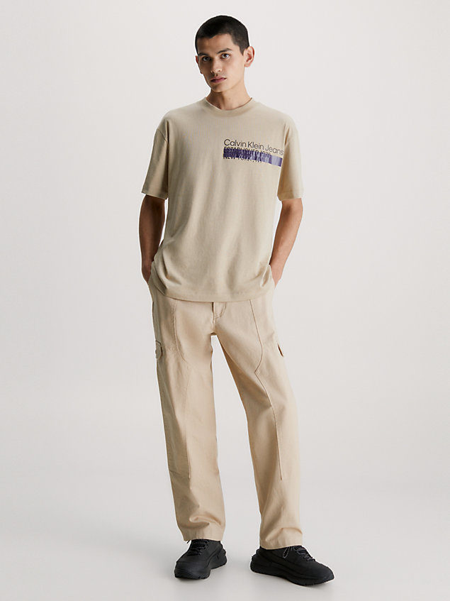 beige relaxed logo t-shirt for men calvin klein jeans