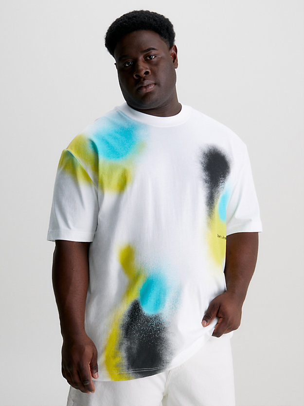 BRIGHT WHITE Oversized Spray Print T-shirt for men CALVIN KLEIN JEANS