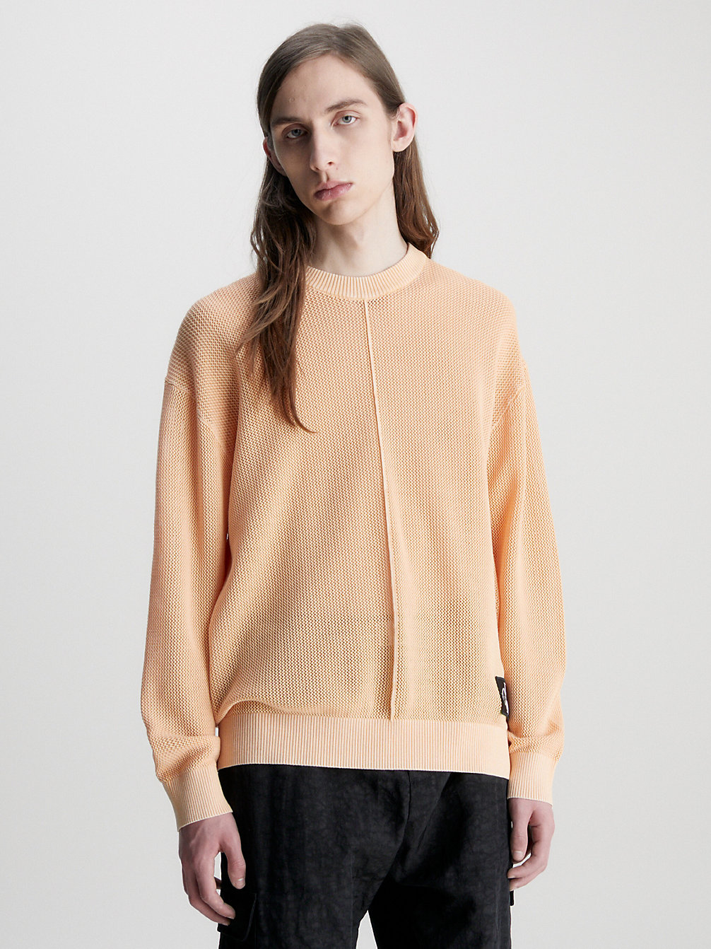 CRUSHED ORANGE Lässiger Pullover Aus Strukturierter Baumwolle undefined Herren Calvin Klein