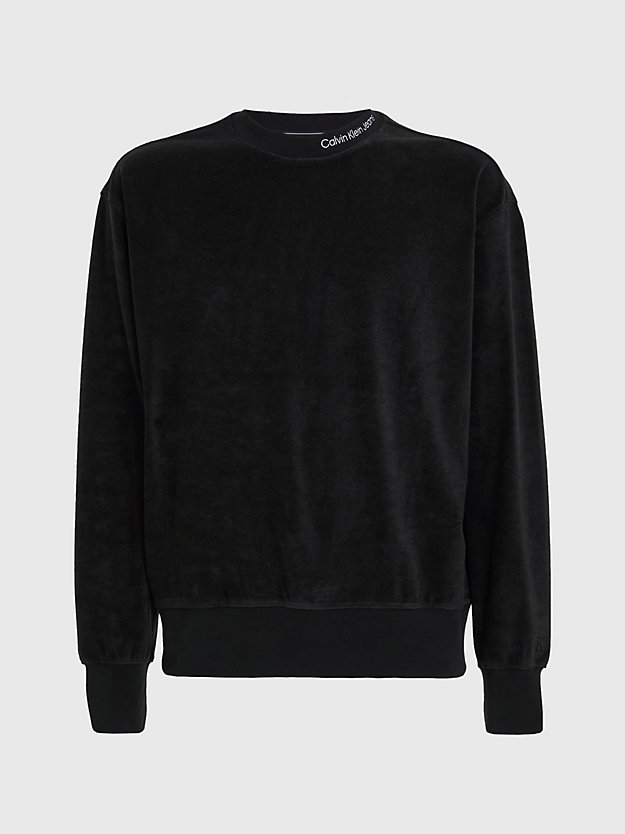 ck black relaxed towelling sweatshirt for men calvin klein jeans