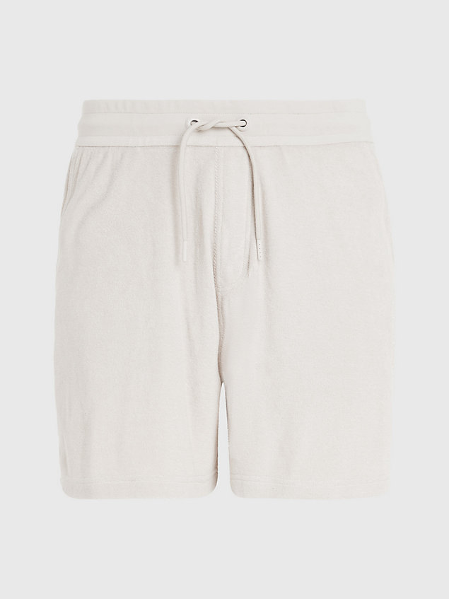 beige towelling jogger shorts for men calvin klein jeans