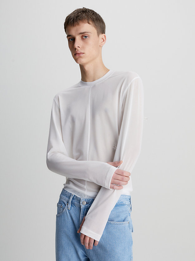 bright white slim mesh long sleeve top for men calvin klein jeans