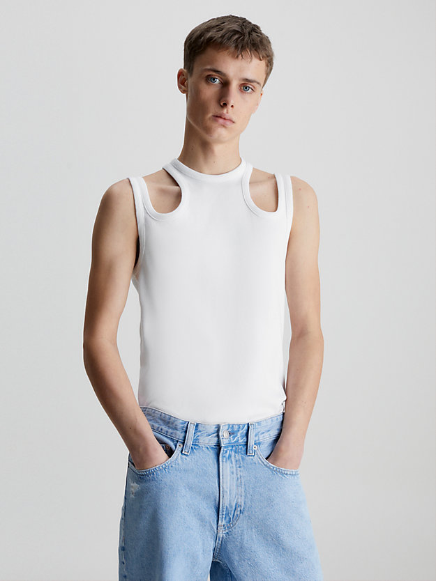 bright white slim cut out tank top for men calvin klein jeans
