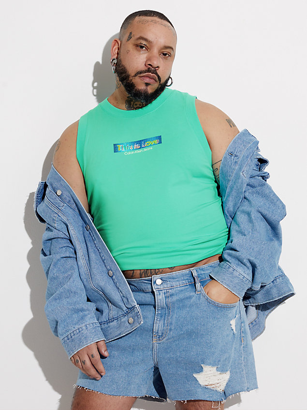 camiseta de tirantes slim - pride green de hombre calvin klein jeans