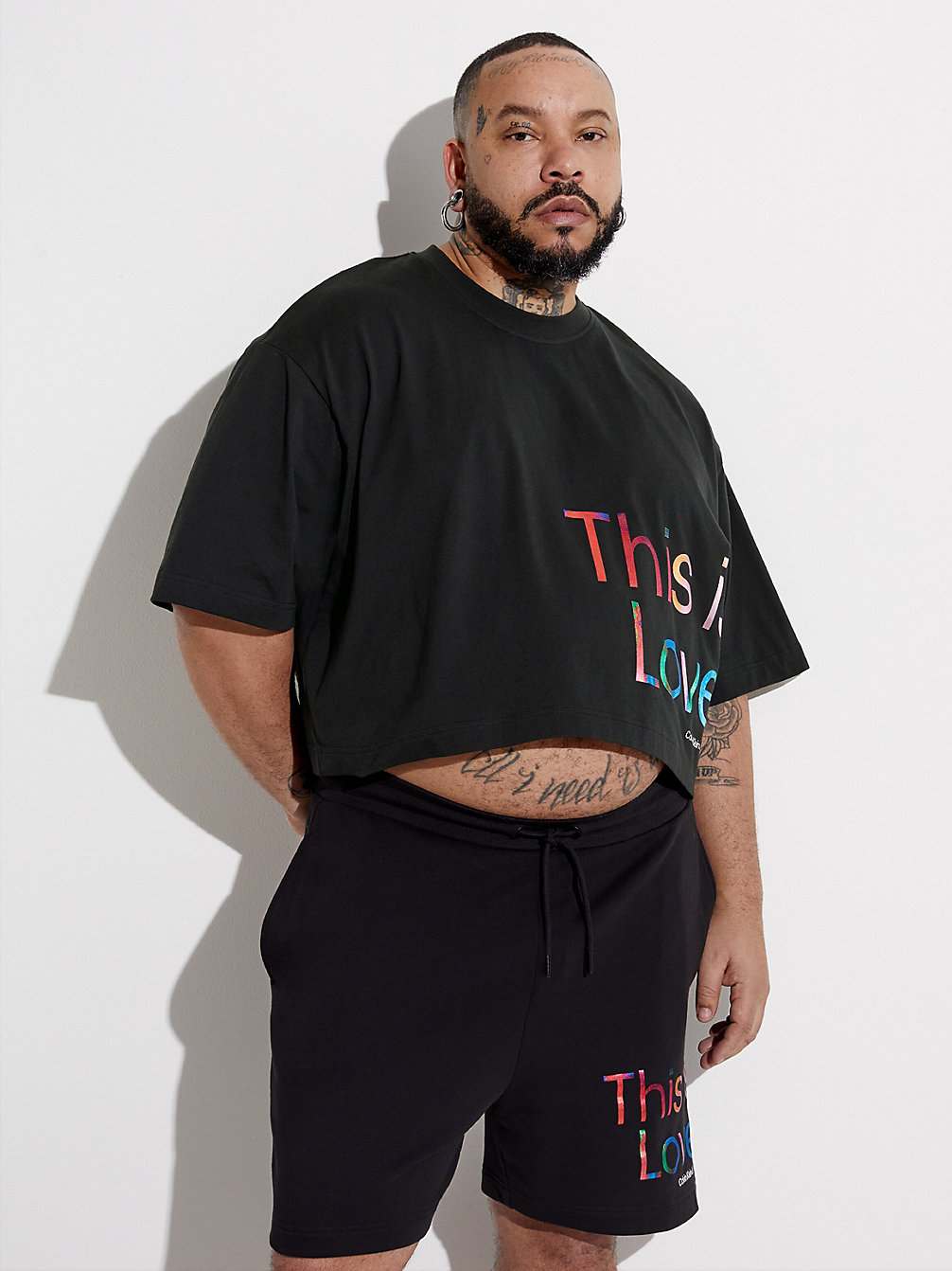 CK BLACK Oversized Cropped T-Shirt - Pride undefined men Calvin Klein