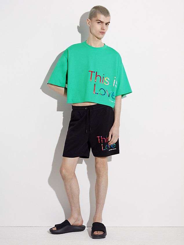 green oversized cropped t-shirt - pride for men calvin klein jeans