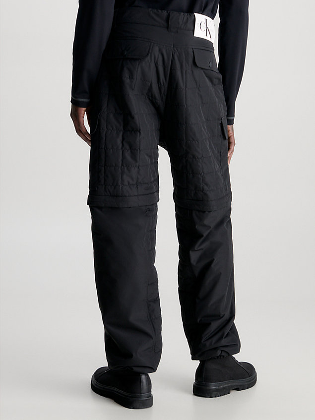 black pikowane bojówki 2 w 1 dla mężczyźni - calvin klein jeans
