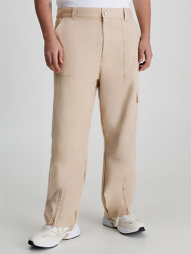 SOFT BEIGE Relaxed Cargo Pants for men CALVIN KLEIN JEANS