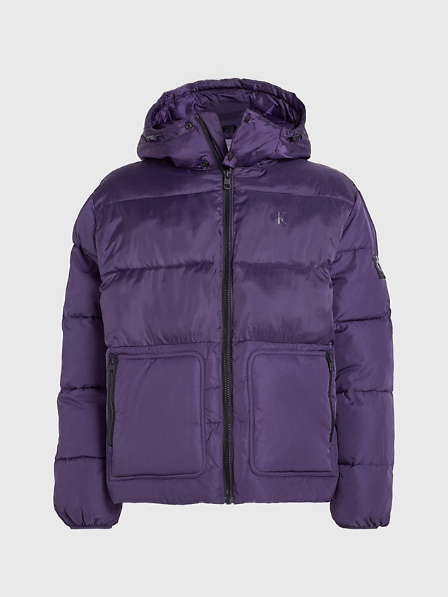 purple recycled polyester puffer jacket for men calvin klein jeans