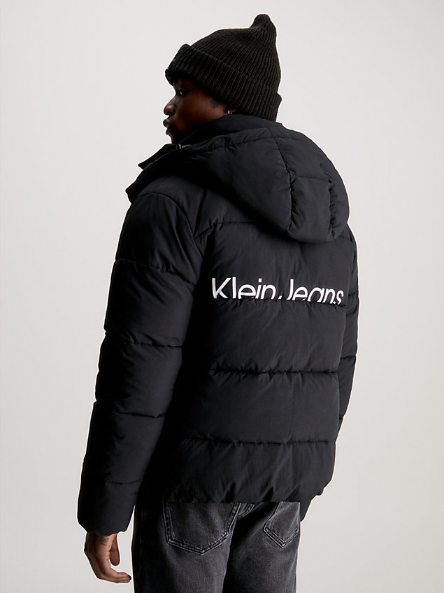 black kurtka puchowa z marszczonego nylonu dla mężczyźni - calvin klein jeans