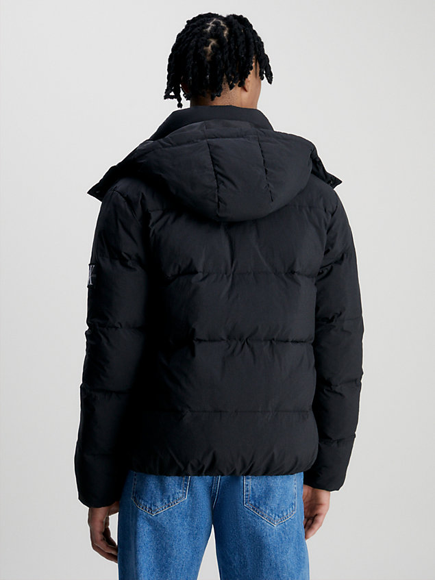 black crinkle nylon puffer jacket for men calvin klein jeans