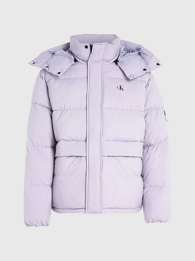 purple relaxed puffer jacket for men calvin klein jeans