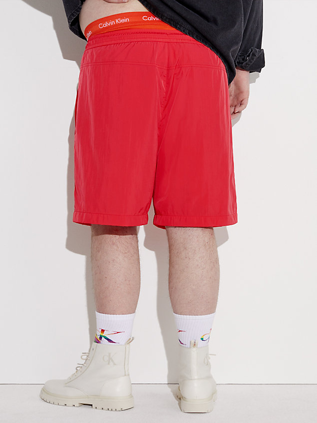 red relaxed nylon shorts - pride for men calvin klein jeans
