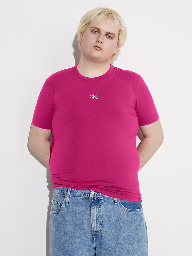 camiseta slim con monograma - pride fuchsia red de hombre calvin klein jeans