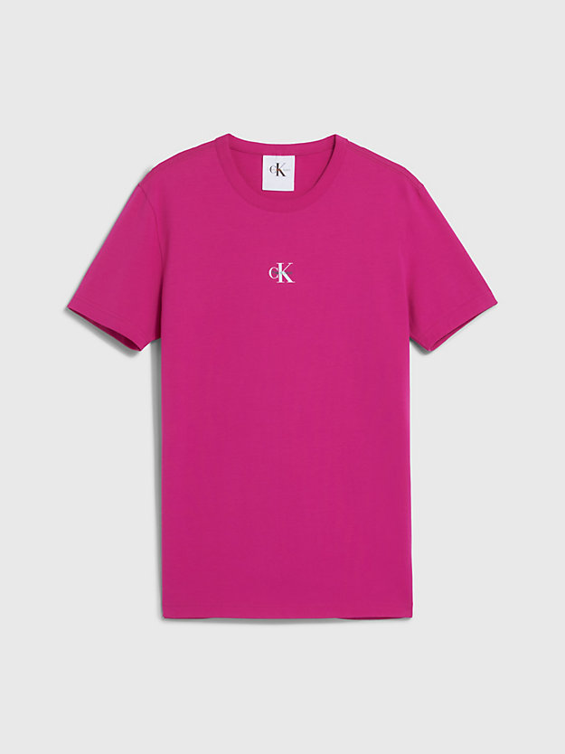 fuchsia red slim monogram t-shirt - pride for men calvin klein jeans