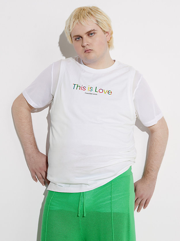 t-shirt doppiata taglio relaxed - pride bright white da uomo calvin klein jeans