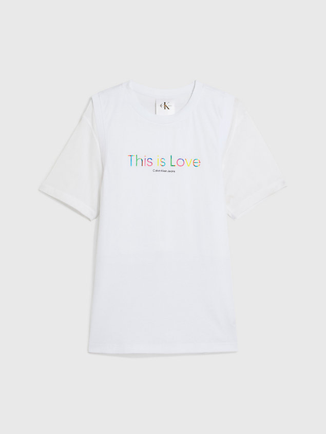 white relaxed dubbellaags t-shirt - pride voor heren - calvin klein jeans