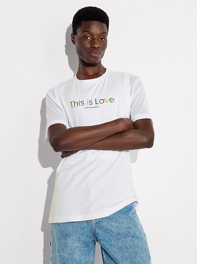 t-shirt doppiata taglio relaxed - pride white da uomo calvin klein jeans