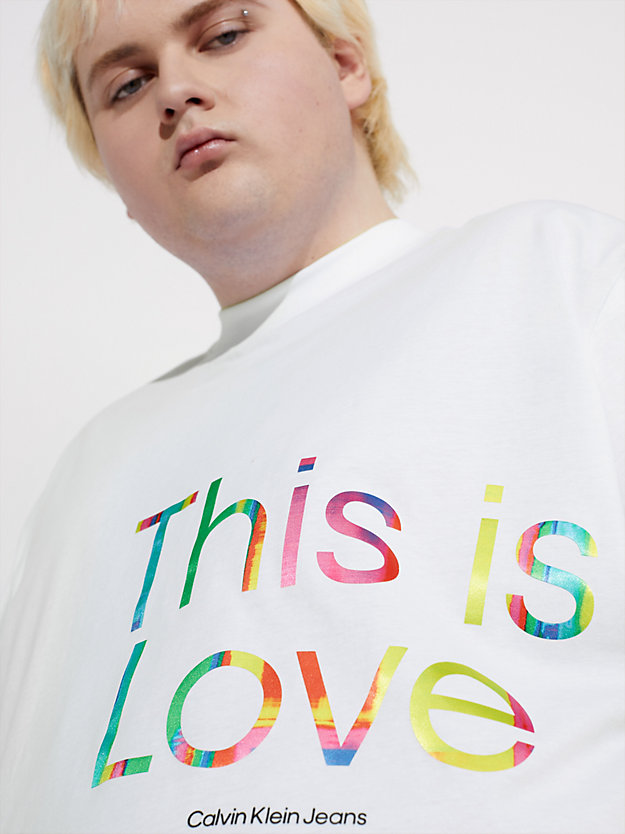bright white oversized logo t-shirt - pride for men calvin klein jeans