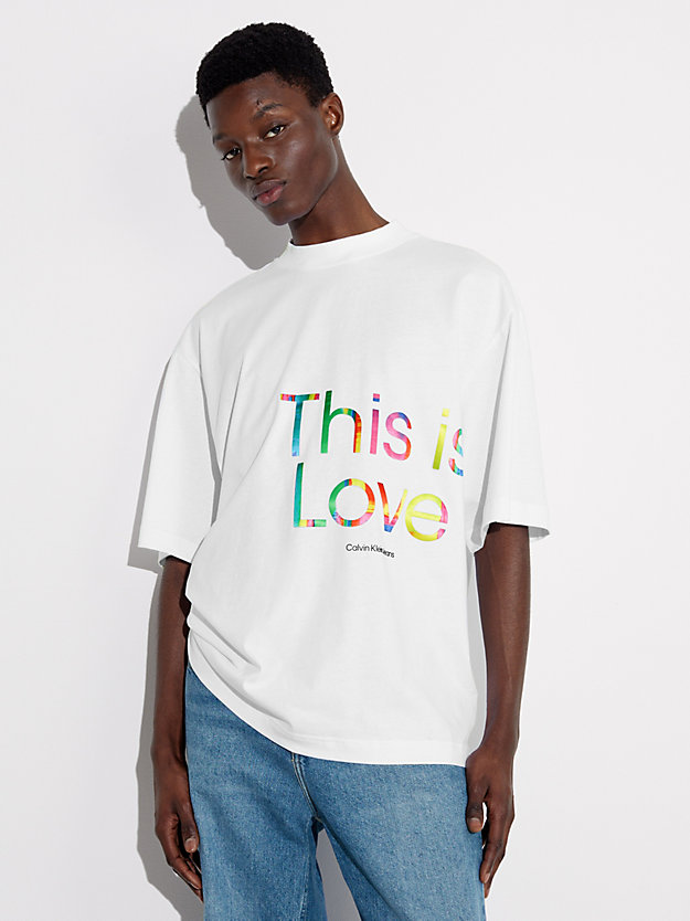 t-shirt oversize avec logo - pride bright white pour hommes calvin klein jeans