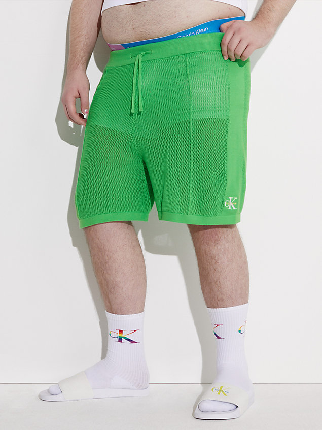 green crochet knit shorts - pride for men calvin klein jeans