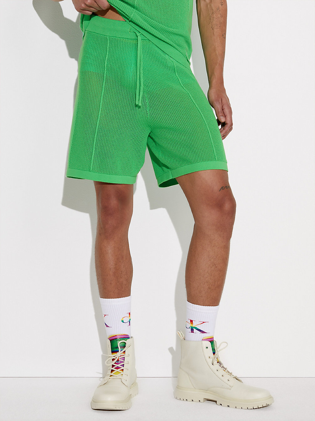 LAGUNA GREEN Crochet Knit Shorts - Pride undefined men Calvin Klein