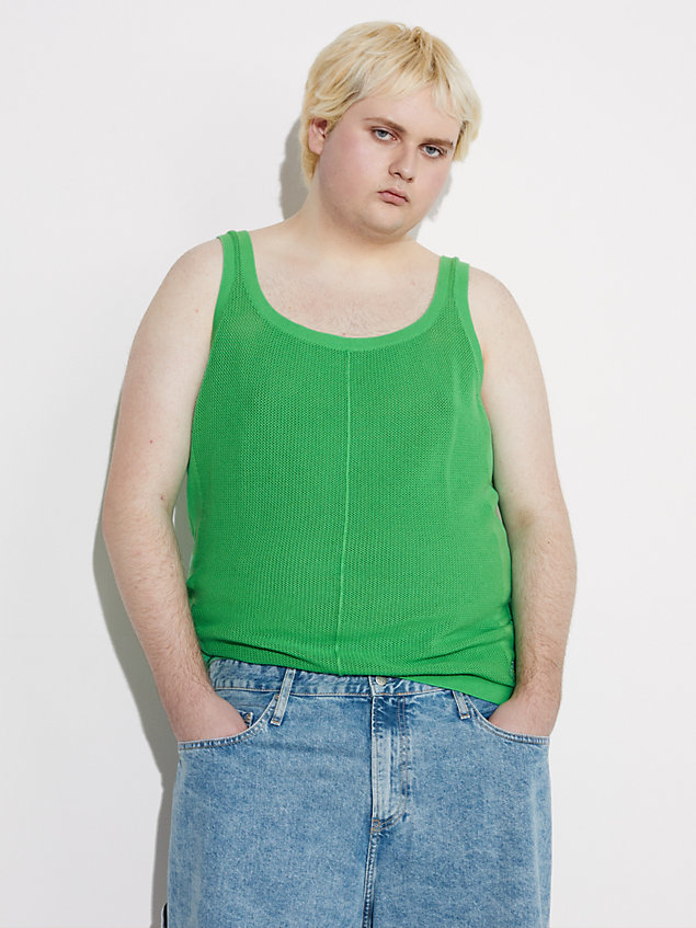 camiseta de tirantes de ganchillo - pride green de hombre calvin klein jeans