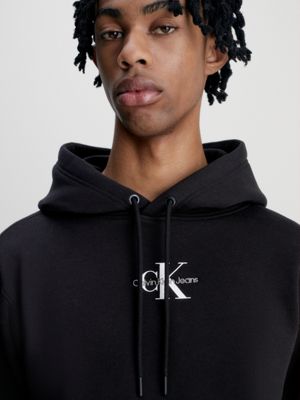 ck black monogramm-hoodie aus fleece für herren - calvin klein jeans
