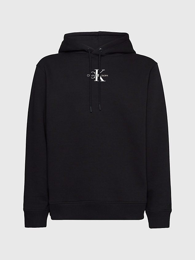 black cotton blend fleece hoodie for men calvin klein jeans