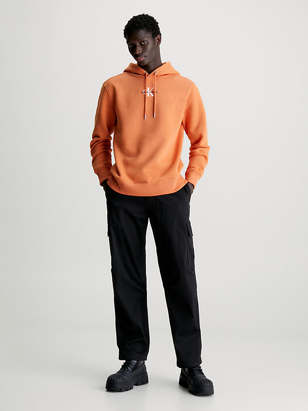 orange monogramm-hoodie für herren - calvin klein jeans
