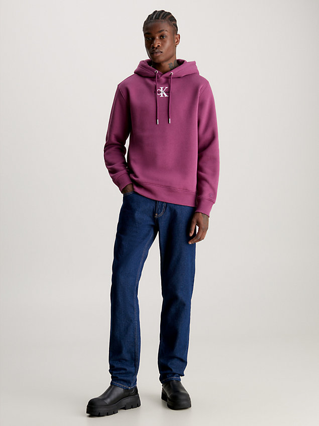 sudadera con capucha y monograma purple de hombre calvin klein jeans