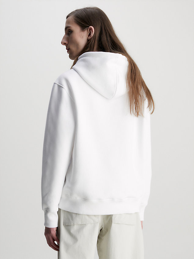 white cotton blend fleece hoodie for men calvin klein jeans