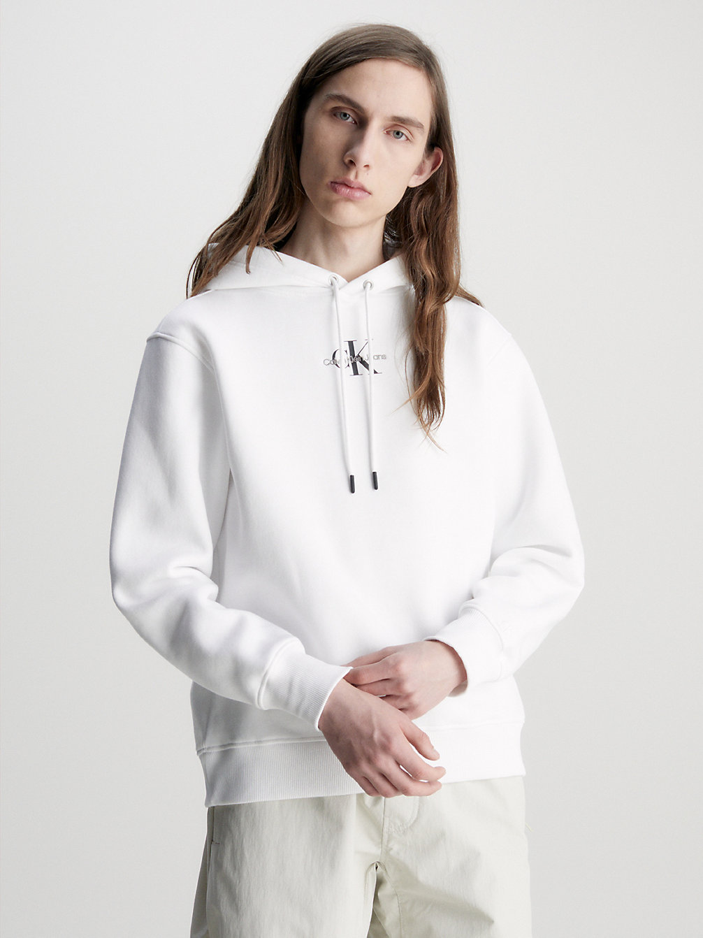 BRIGHT WHITE Monogram Hoodie undefined men Calvin Klein